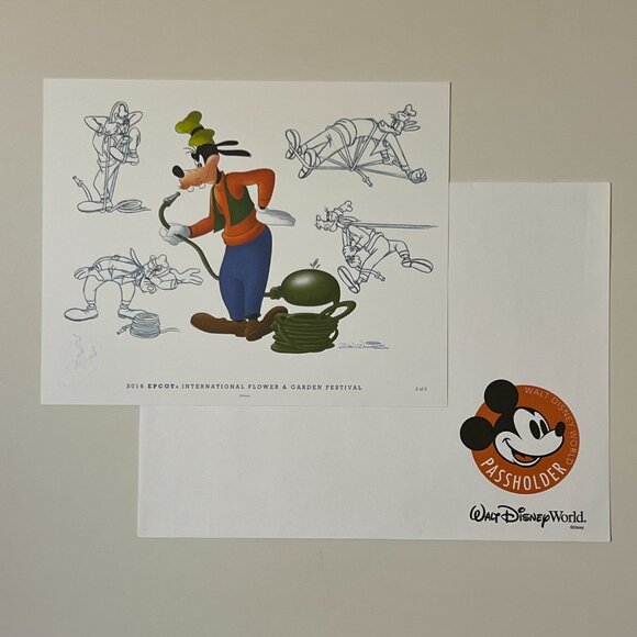 Walt Disney World Epcot Flower & Garden Festival Print Set Mickey Goofy Donald - Picture 6 of 7